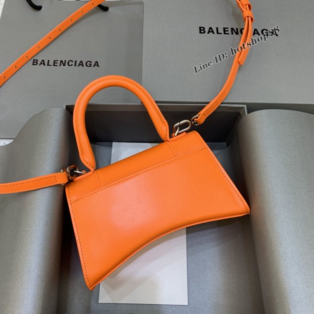 Balenciaga專櫃新款mini號手提肩背女包原單沙漏包 巴黎世家平紋橙色橙扣沙漏包 fyj1402